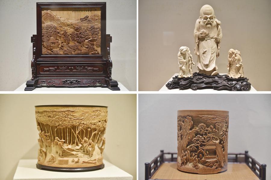 Bamboo carver inherits traditional carving arts in E China's Anhui