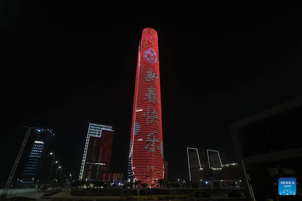 Egypt's Iconic Tower decorated in festive LED illumination before Chinese Lunar New Year